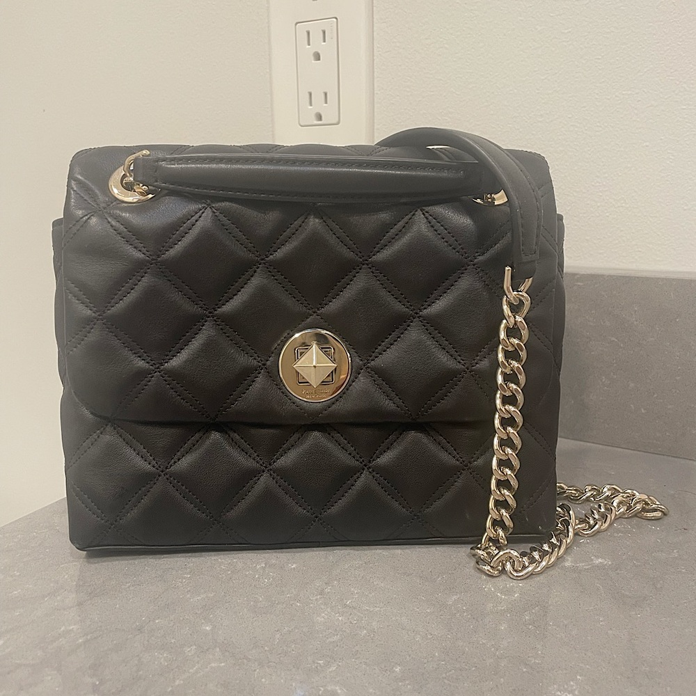 Kate Spade Quilted Leather Black Crossbody Bag Gem